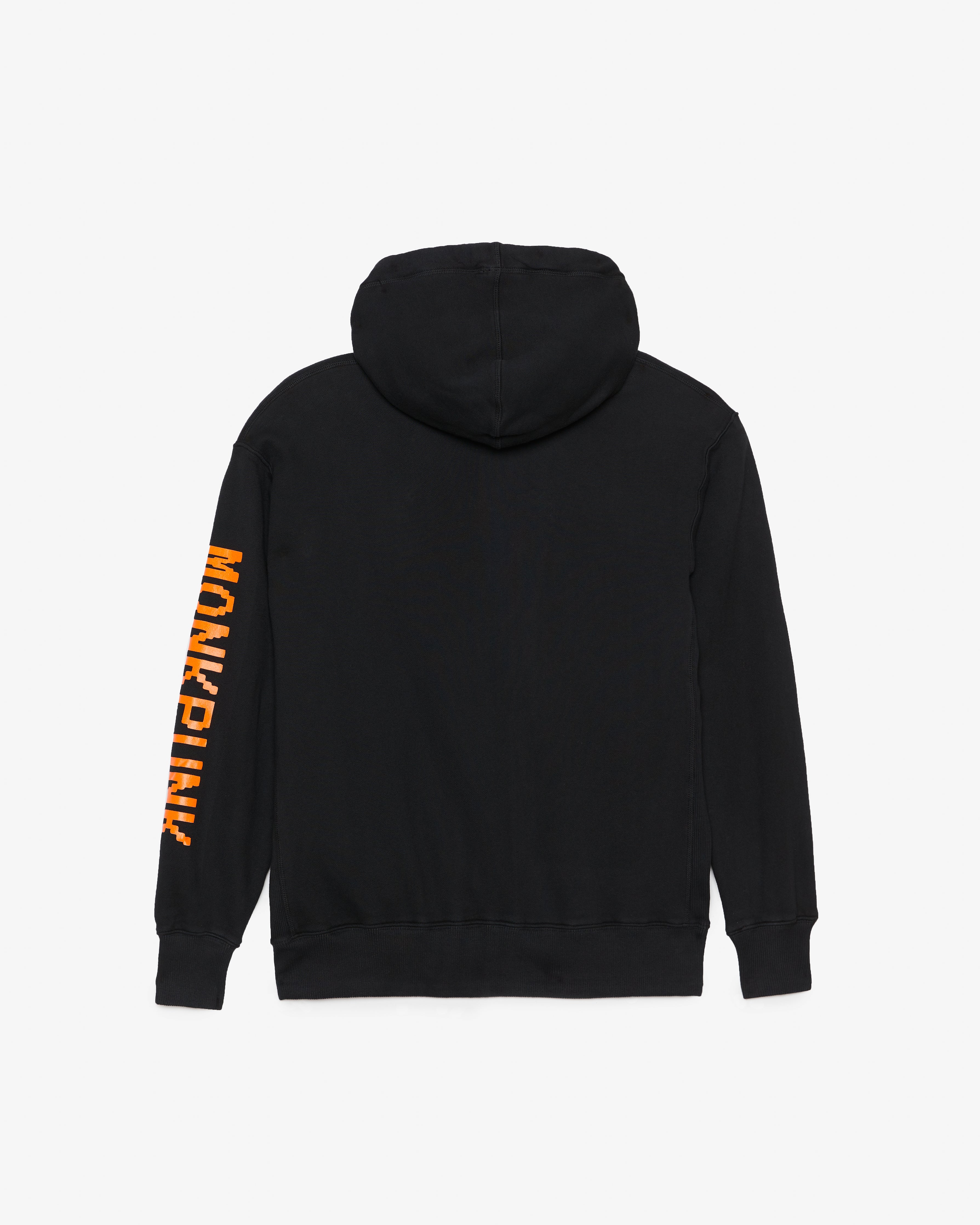 THE BLACK HOODIE ORANGE LOGO MONKPUNK